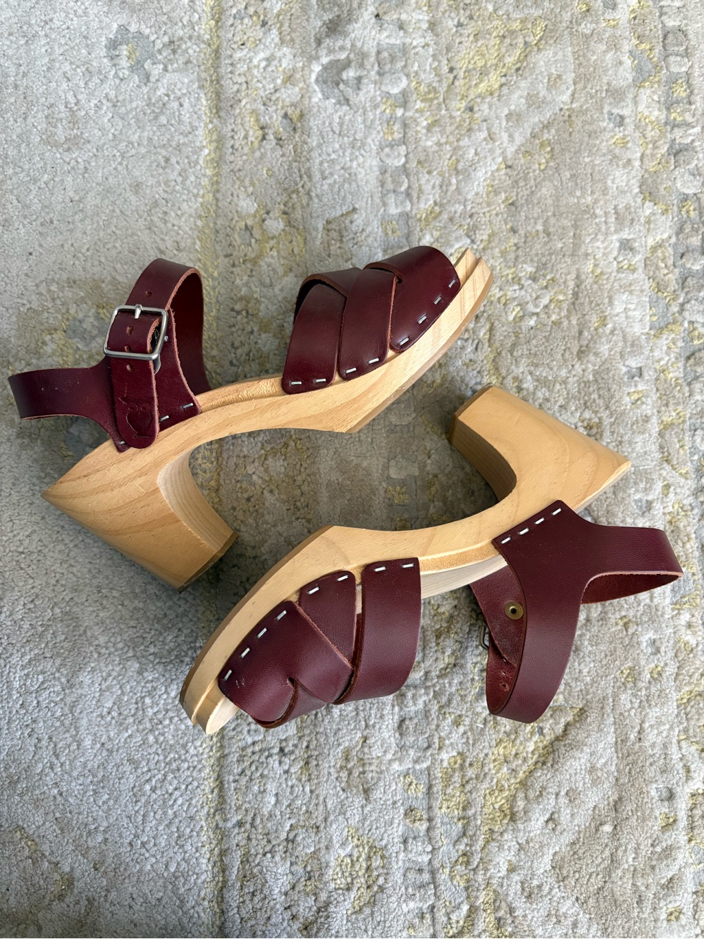 Anthropologie Sandgrens Swedish Handmade Wooden Clog Sandal Rio High Sz 36 5.5 — image 3 of 8